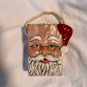 *EUC**VINTAGE* Ceramic Santa Gift Bag with Glasses - Face Bag - 4.5" x 3" x 2.5”